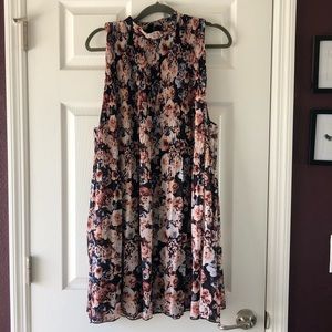 Xhilaration Navy&rose floral print highneck dress